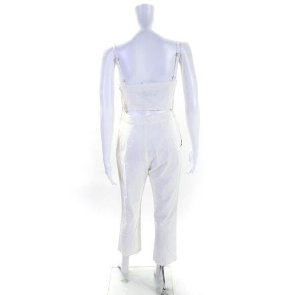 3x1 NYC Womens V-Neck Spaghetti Straps Cutout Straight Leg Jumpsuit Cream Size M - Picture 3 of 6